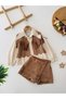 My Little One's Suede Vest Set Piece Children's Set with Cowboy Shirt and Shorts with Laser Cut Detail - - 3