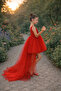 Girl's Red Wrap Graduation Birthday Dress - 2