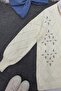 Ecru Openwork Floral Embroidered Knitwear Cardigan - Buttoned - 5
