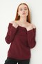 Burgundy Boat Neck Long Sleeve Sweater 2324 - 6