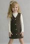 Girl's Festive Buttoned Tweed Vest 2-Piece Set 12542 - 4