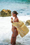 Mare Ochre, Organic and Recycled Cotton Blend, with Carrying Bag, Large Size Peshtemal, 90X180 Cm. - 3