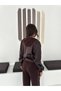 Women's Brown Color Zippered Hooded Satin Detailed Modal Fabric Bomber Jacket Top and Bottom Stylish Set - 8