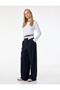 Contrast Detailed Straight Wide Leg Fabric Trousers with Pockets - 2