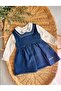 Jasmine Flower Embroidery Blouse and Denim Dress