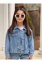 Girls' Fully Stone-Embellished Blue Denim Pants and Denim Jacket Set - Holiday Wear - 2