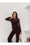 Women's See-Through Boat Neck Flocking Printed Design Tulle Blouse - 4