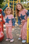 Girl's Denim Star Detailed Black Set – Modern Cut Sweatshirt & Wide-Legged Pants Combination - 5