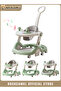 3-in-1 Foldable Baby Walker, Adjustable Height Anti-Tip Activity Walker with Music, Push Handle