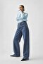 Women's Blue High Waist Wide Leg Jean Trousers