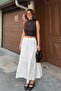 Women's White Cotton Maxi Length Lined Muslin Skirt - 6