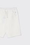 Baby Boy Elasticated Embroidery Detailed Ottoman Fabric Ecru Shorts - 3