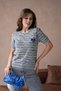 Gray Striped Saxe Color Heart Detailed Women's Knitwear - 3