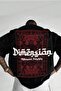 Men's Dimension Puffy Printed Black Crew Neck Oversize Casual T-Shirt - 2