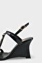 Women's Oval Toe Buckled Wedge Heel Pack Daily Sandals Neri Black - 6