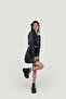 Zipper Closure Pleated Mini College Leather Skirt Black - 2
