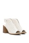 Women's Leather Sandals Shoes - High Heel - Patterned Upper - Cream Beige - D25Ys-2915 - 5