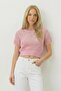 Pink Waist Gipeli Openwork Crop Blouse