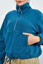 Emerald Half Zipper Hem Gathered Women's Fleece Standard Fit Sweatshirt - 97171 - 8