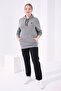 Navy Blue Classic Leg Stone Detailed Women's Large Size Tracksuit Bottom - 94040
