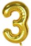 76-80 cm (3) Three Number Foil Balloons Gold - 2