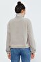Dark Beige Half Zipper Hem Gathered Women's Fleece Standard Fit Sweatshirt - 97171 - 7