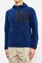 Indigo Embroidered Half Zipper Hooded Standard Size Men's Fleece Sweatshirt - 87996 - 8