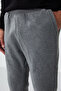 Gray Melange Hidden Zipper Comfortable Form Rubber Cuff Fleece Men's Sweatpants - 84866 - 2