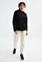 Black Hooded Zippered Comfortable Form Women's Fleece Sweatshirt - 97233 - 6