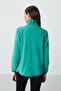 Sea Green High Collar Zippered Comfortable Form Women's Fleece Sweatshirt - 97173 - 8