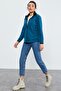 Emerald Stand Collar Zippered Comfortable Form Women's Fleece Sweatshirt - 97173 - 2
