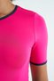 Fuchsia Waist Tie Detailed O Neck Standard Mold Diving Fabric Women's Crop T-Shirt - 97266 - 7