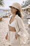 Women's Beige Tie Bandana & Safari & Visor Hat - 2