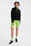 Black Half Zipper, Gathered Hem, High Collar, Standard Fit Women's Fleece Sweatshirt - 97234 - 6