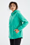 Sea Green Hooded Zippered Comfortable Form Women's Fleece Sweatshirt - 97233 - 5