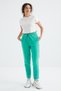 Sea Green High Waist Comfortable Form Wide Leg Women's Fleece Tracksuit Bottom with Pockets - 94623 - 3