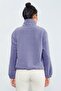 Light Purple Half Zipper Gathered Hem Women's Fleece Standard Fit Sweatshirt - 97171 - 7