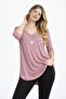 Women's Dusty Rose V-Neck Relaxed Fit Tunic - 2