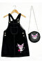 Kuromi̇ Character Black Jeans Jacket with Carryable Bag for Girls' Denim Jacket
