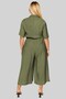 Women's Plus Size V-Neck Short Sleeve Relaxed Fit Elastic Waist Plain Woven Wide Leg Jumpsuit Stylish - 3