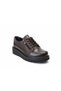 Inside and Outside Genuine Leather Crocodile Detail Side-Zip Orthopedic Sole Lace-Up Women's Shoes - 2