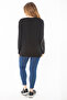 Women's Plus Size Black Sleeve and Stone Detailed Blouse 65N37325 - 6