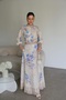 Patterned Sleeves Gipe Detailed Shirt and Maxi Skirt Premium Design Linen Set - 3