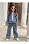 GIRL'S EMBROIDERED BLUE JEANS AND DENIM JACKET SET - HOLIDAY OUTFIT - 7