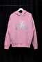 Flame Stone Printed Oversize Unisex Pink Hoodie - 2