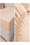Striped Cotton Satin Beige Hotel Series Double Duvet Cover Set with Elastic Sheets - 5