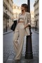 Wide Leg High Waist Women's Palazzo Pants Cream - 2
