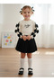 Girl's Bow Detailed Long Sleeve Ribbed Blouse and Pleated Skirt Set 2-5 Years - 3