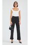 Women's Premium High Waist Shaping / Sculpting Corded Fabric Flared Black Palazzo Trousers - 6