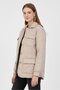 Women Quilted Puffer Jacket, Taupe - 3